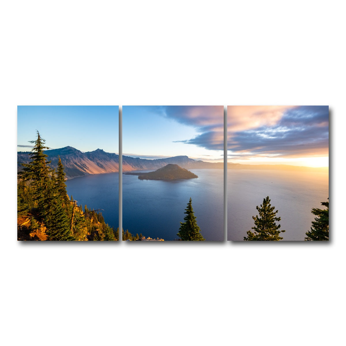 AUTO-MOCKUP WHITE | Crater Lake Sunrise | 3 Piece | Gallery Wrap Canvas | group=18x24