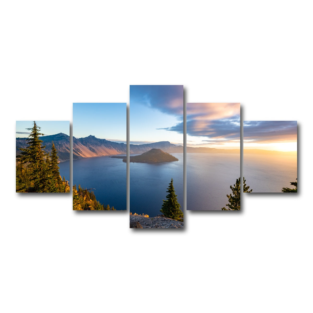 AUTO-MOCKUP WHITE | Crater Lake Sunrise | 5 Piece | Gallery Wrap Canvas | group=5_short
