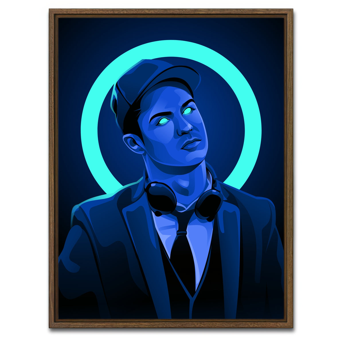 AUTO-MOCKUP WHITE | Cristiano Ronaldo Headphones | 1 Piece | Walnut Framed Canvas | group=3x4