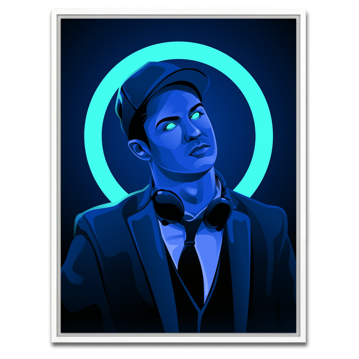 AUTO-MOCKUP WHITE | Cristiano Ronaldo Headphones | 1 Piece | White Framed Canvas | group=3x4