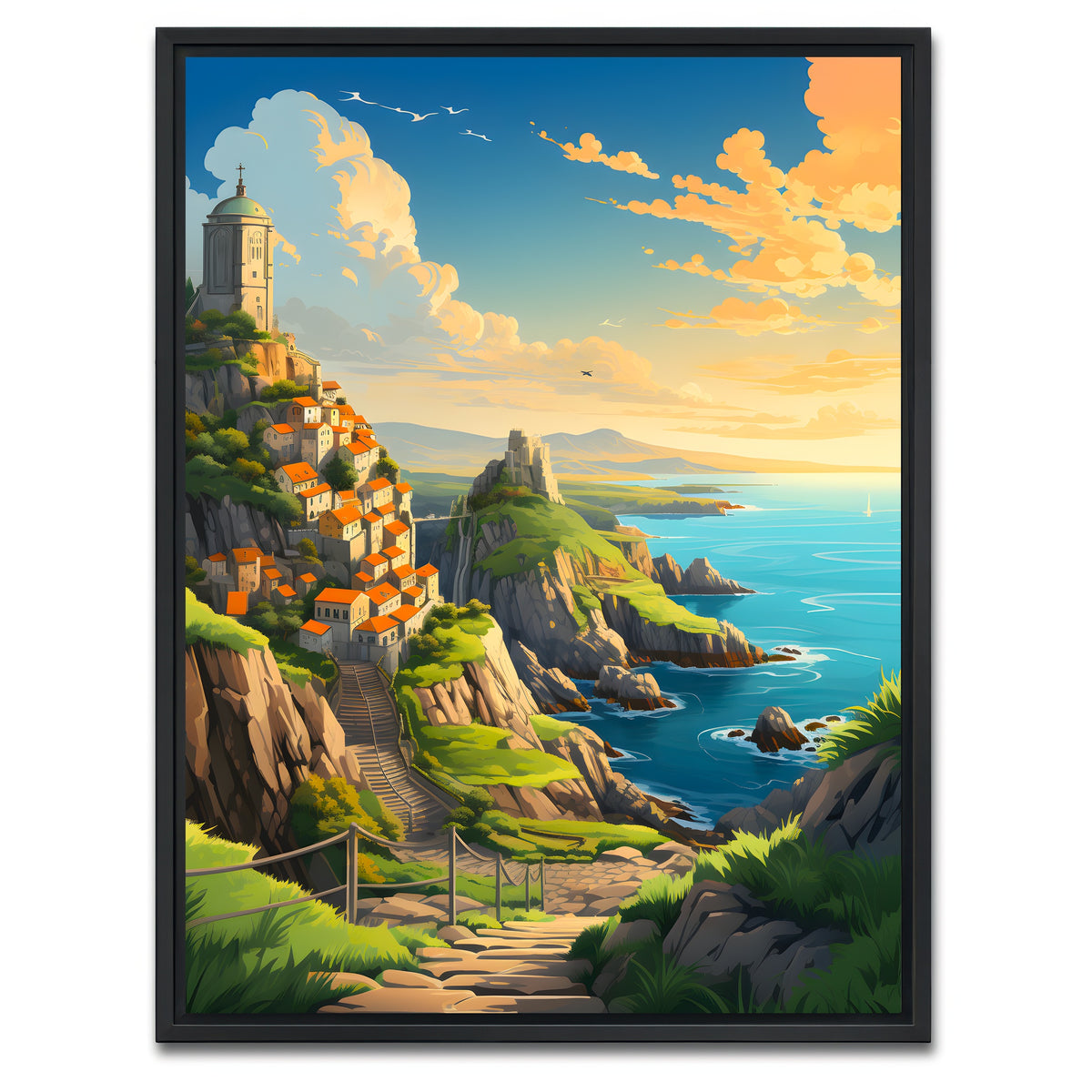 AUTO-MOCKUP WHITE | Croatia - The Walls of Dubrovnik | 1 Piece | Black Framed Canvas | group=3x4