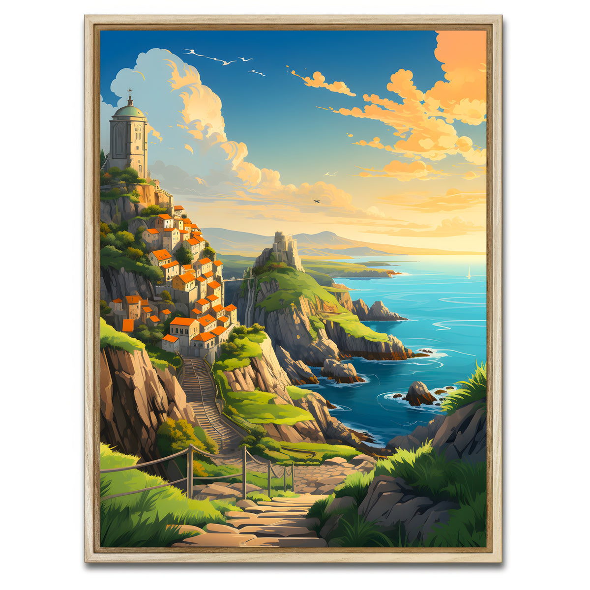 AUTO-MOCKUP WHITE | Croatia - The Walls of Dubrovnik | 1 Piece | Natural Framed Canvas | group=3x4