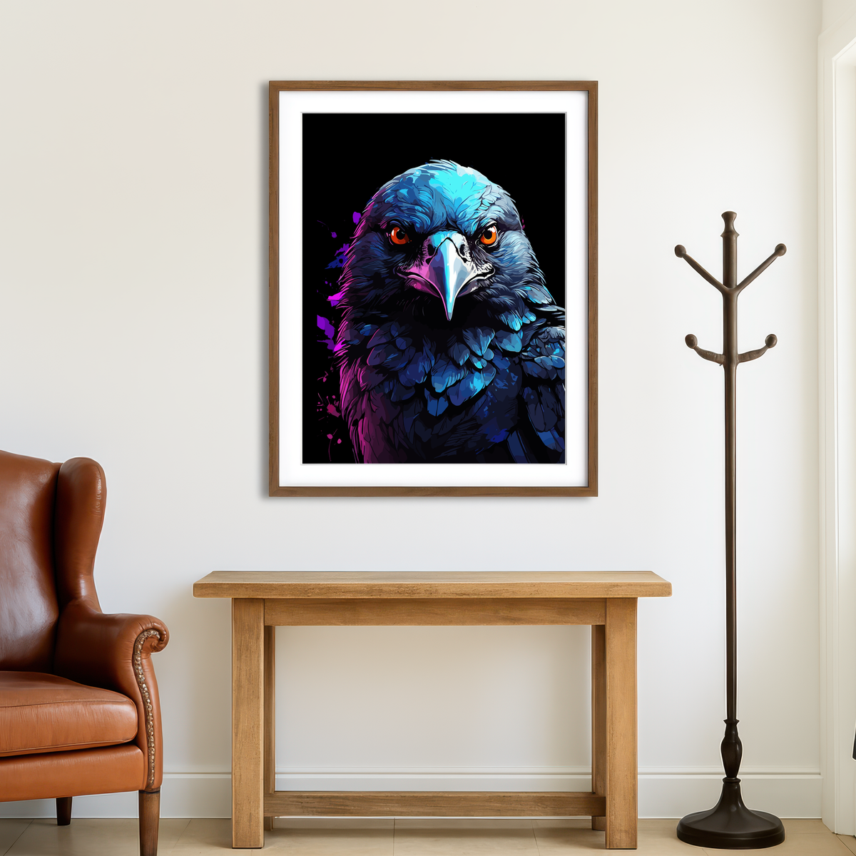 AUTO-MOCKUP ROOM | Crow Animal Colorful Wall Art