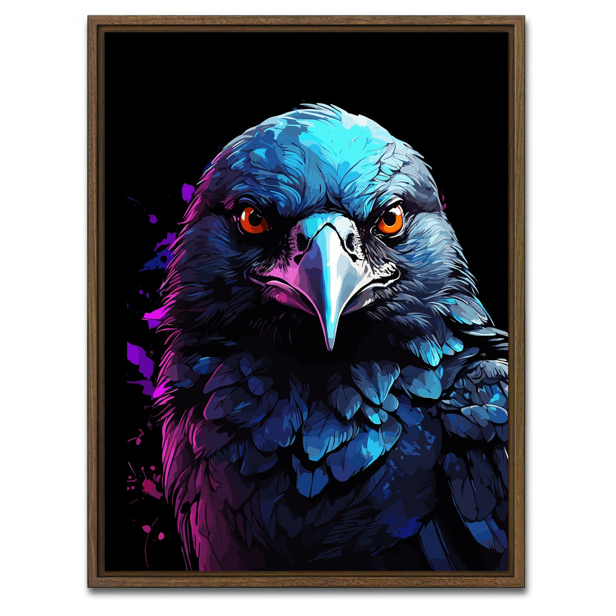 AUTO-MOCKUP WHITE | Crow Animal Colorful | 1 Piece | Walnut Framed Canvas | group=3x4