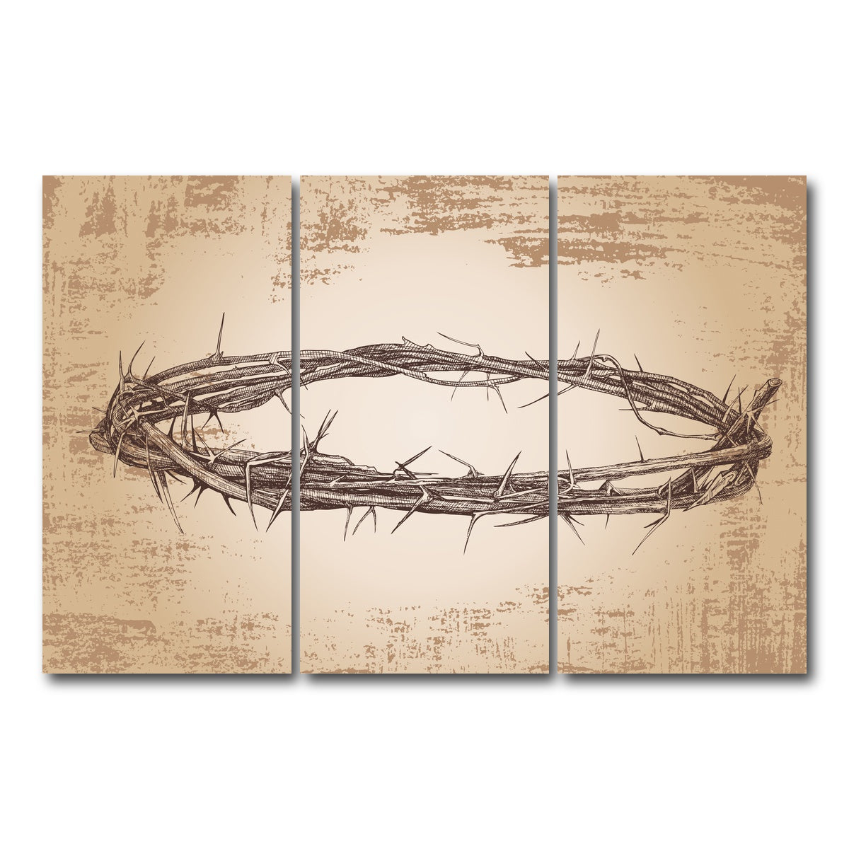 AUTO-MOCKUP WHITE | Crown of thorns vintage | 3 Piece | Gallery Wrap Canvas | group=12x24