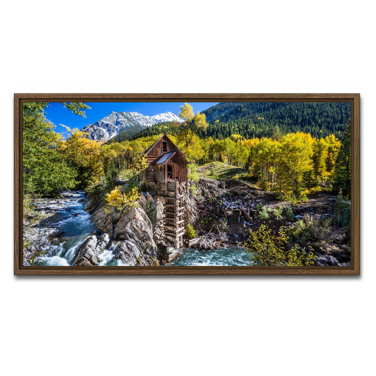 AUTO-MOCKUP WHITE | Crystal Mill | 1 Piece | Walnut Framed Canvas | group=2x1