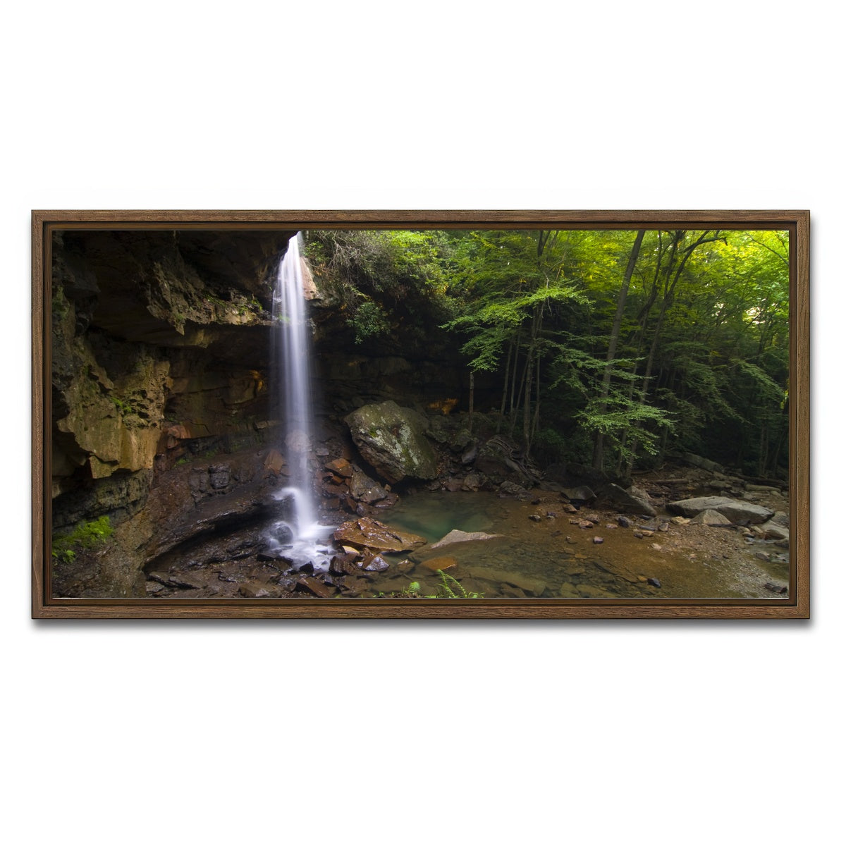 AUTO-MOCKUP WHITE | Cucumber Falls in Ohiopyle State Park | 1 Piece | Walnut Framed Canvas | group=2x1