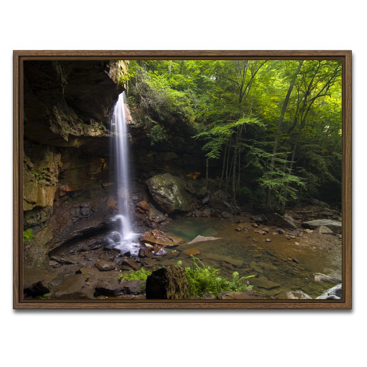 AUTO-MOCKUP WHITE | Cucumber Falls in Ohiopyle State Park | 1 Piece | Walnut Framed Canvas | group=4x3