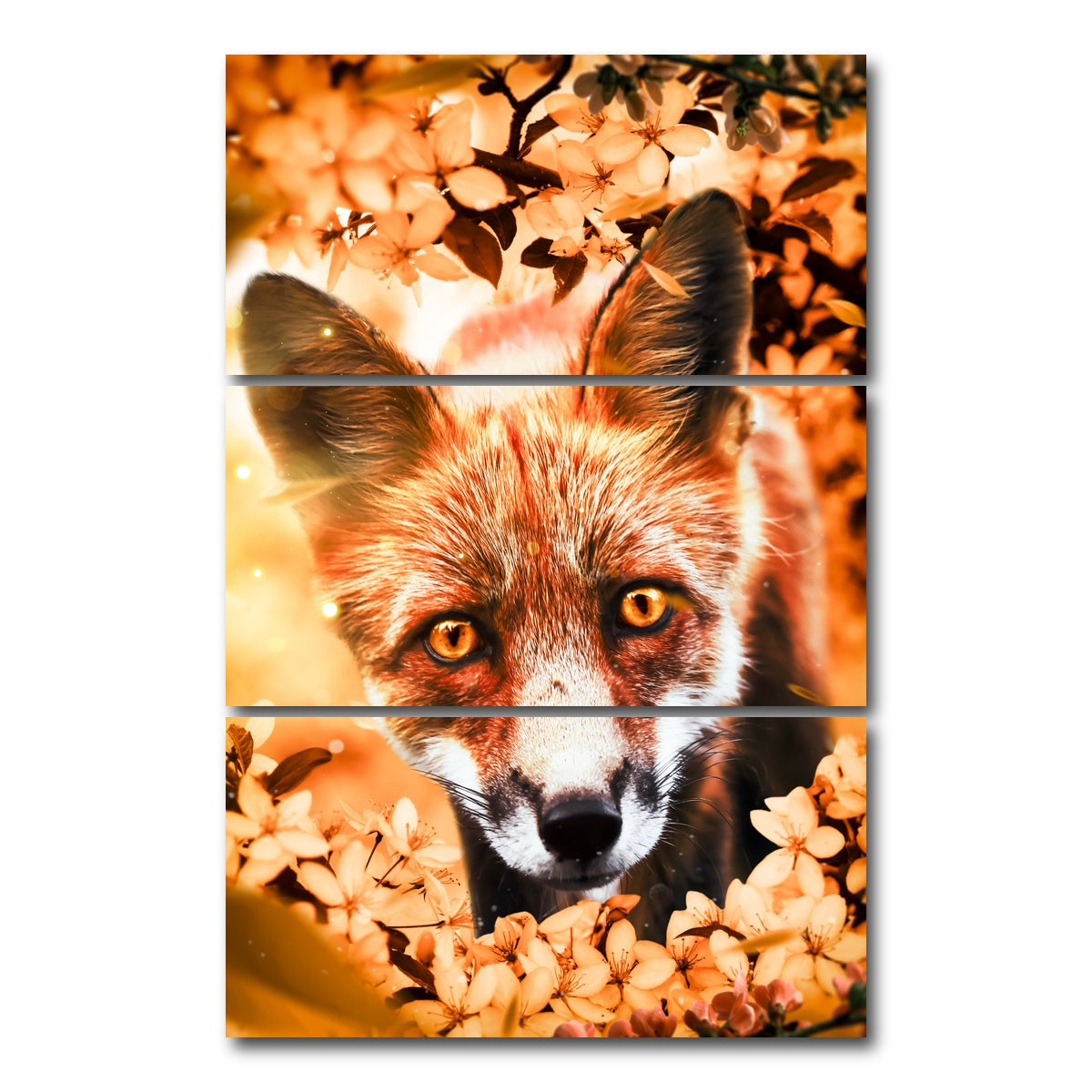 AUTO-MOCKUP WHITE | Curious fox | 3 Piece | Gallery Wrap Canvas | group=12x24_stacked