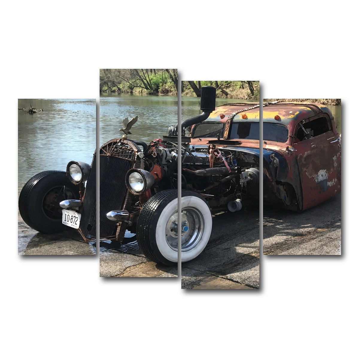 AUTO-MOCKUP WHITE | Custom Rat Rod | 4 Piece | Gallery Wrap Canvas | group=4_short