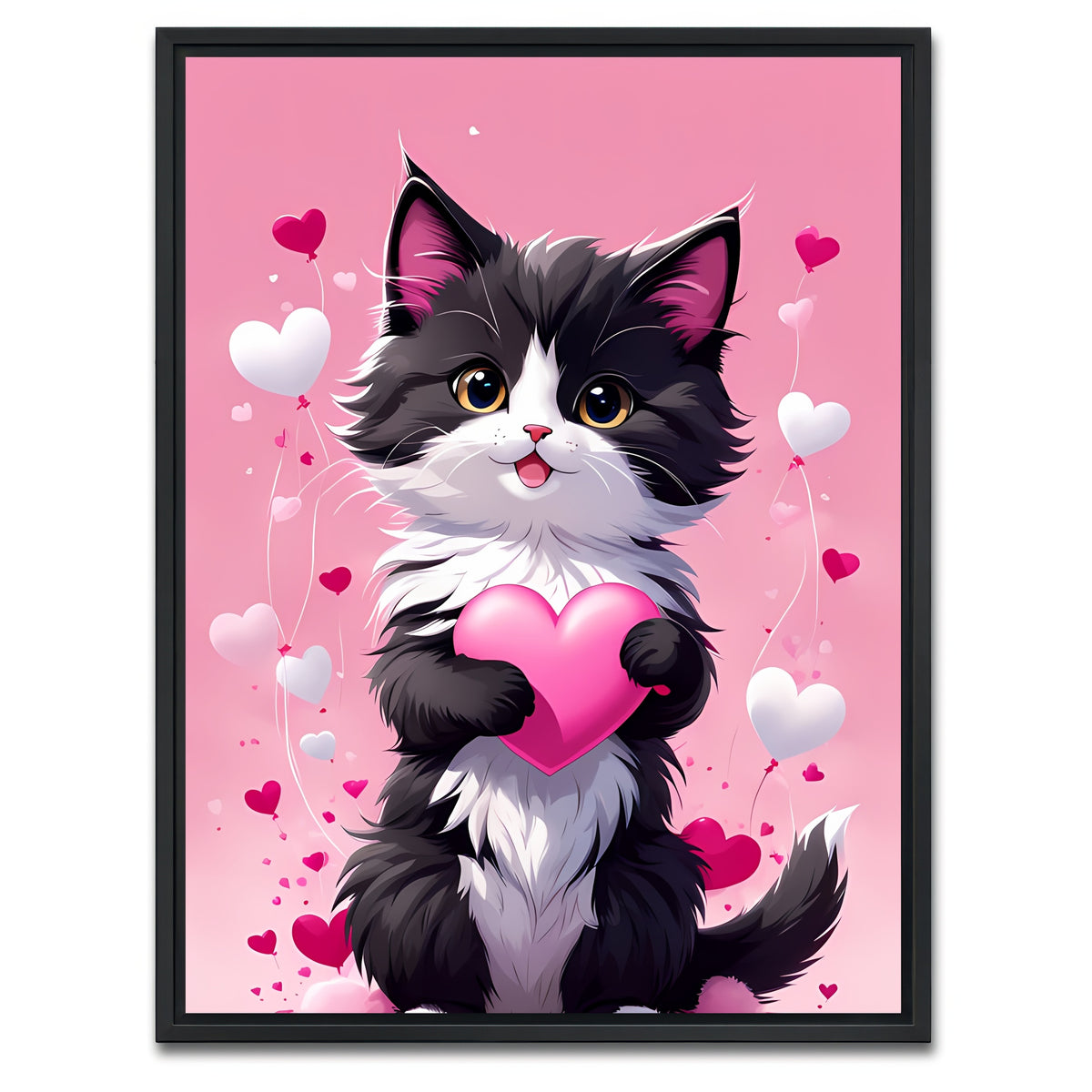 AUTO-MOCKUP WHITE | Cute Kitty | 1 Piece | Black Framed Canvas | group=3x4