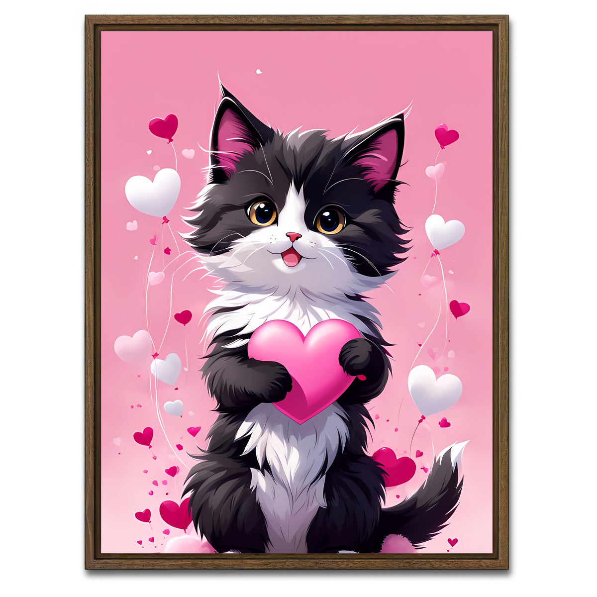 AUTO-MOCKUP WHITE | Cute Kitty | 1 Piece | Walnut Framed Canvas | group=3x4