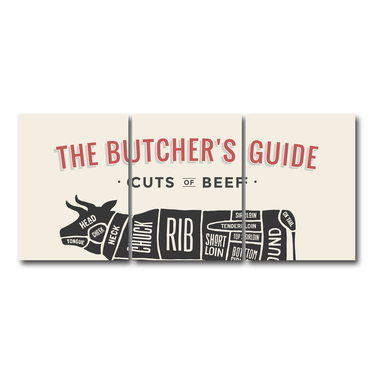 AUTO-MOCKUP WHITE | Cuts of Beef | 3 Piece | Gallery Wrap Canvas | group=18x24