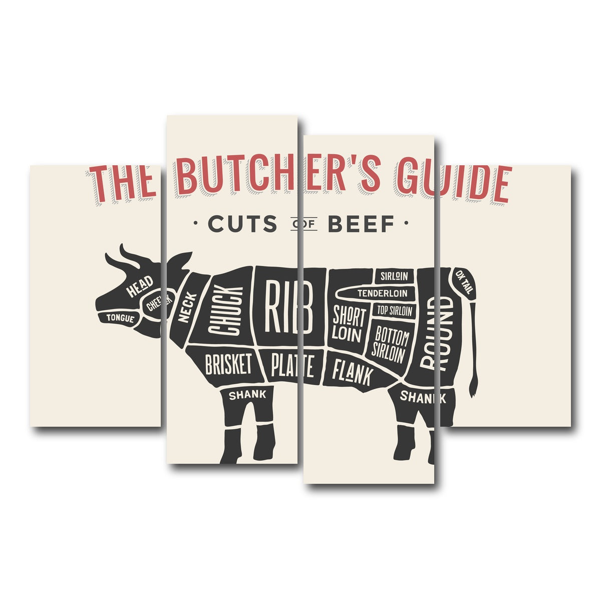 AUTO-MOCKUP WHITE | Cuts of Beef | 4 Piece | Gallery Wrap Canvas | group=4_short