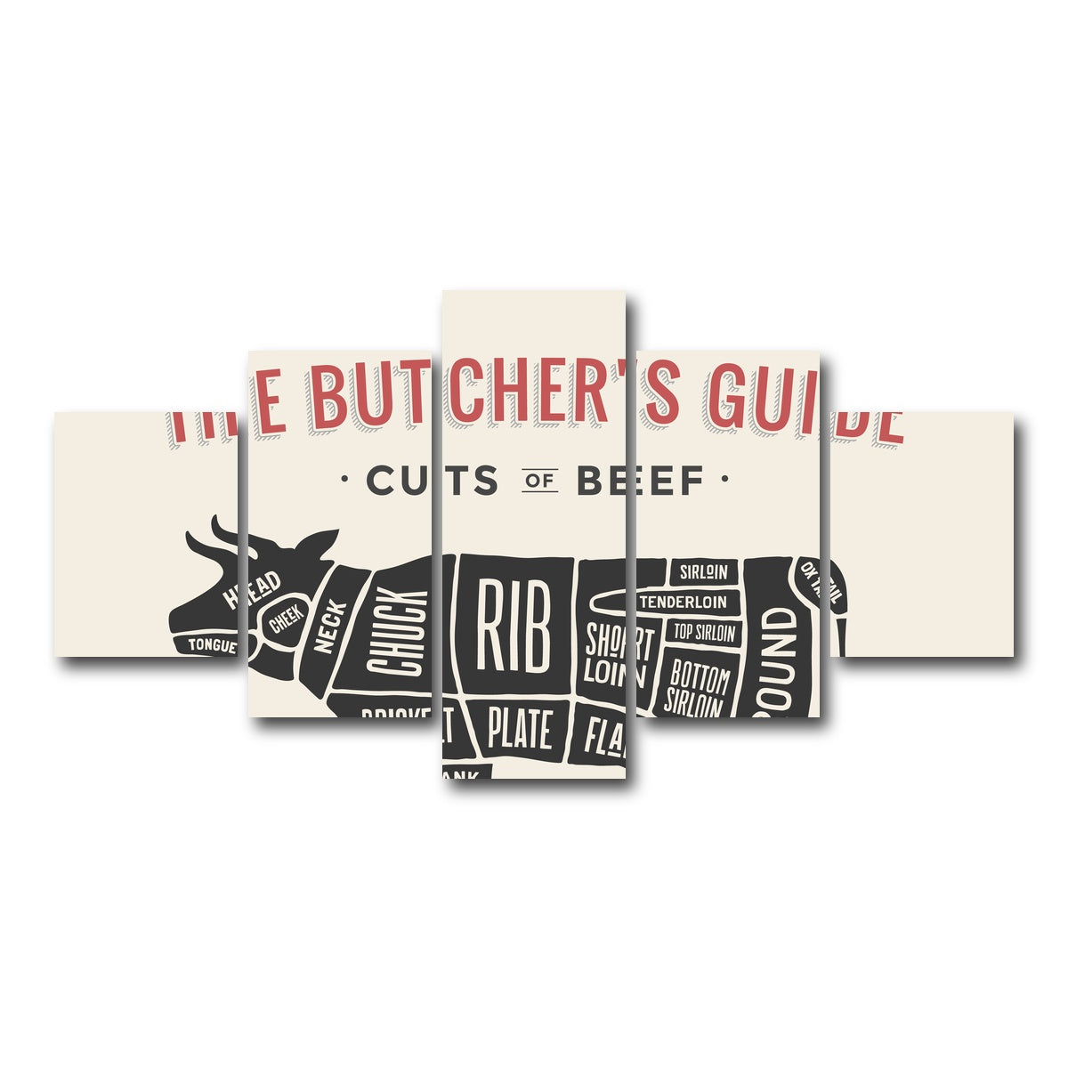 AUTO-MOCKUP WHITE | Cuts of Beef | 5 Piece | Gallery Wrap Canvas | group=5_short