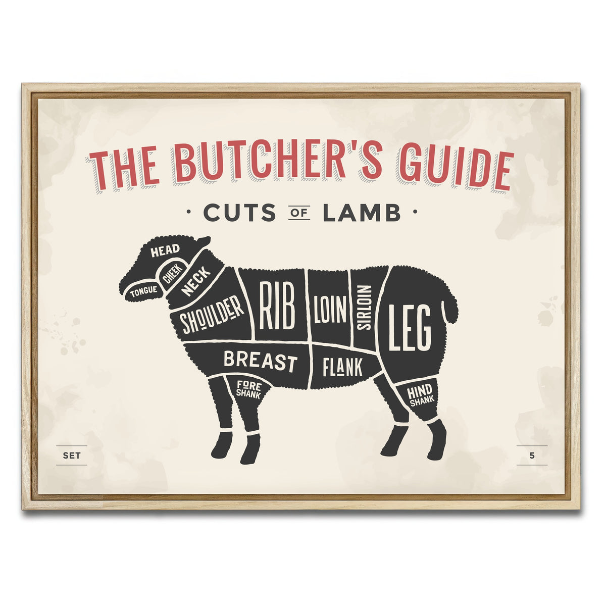 AUTO-MOCKUP WHITE | Cuts of Lamb | 1 Piece | Natural Framed Canvas | group=4x3