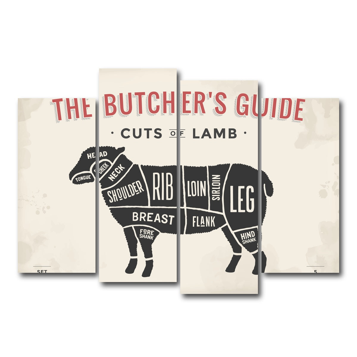 AUTO-MOCKUP WHITE | Cuts of Lamb | 4 Piece | Gallery Wrap Canvas | group=4_normal