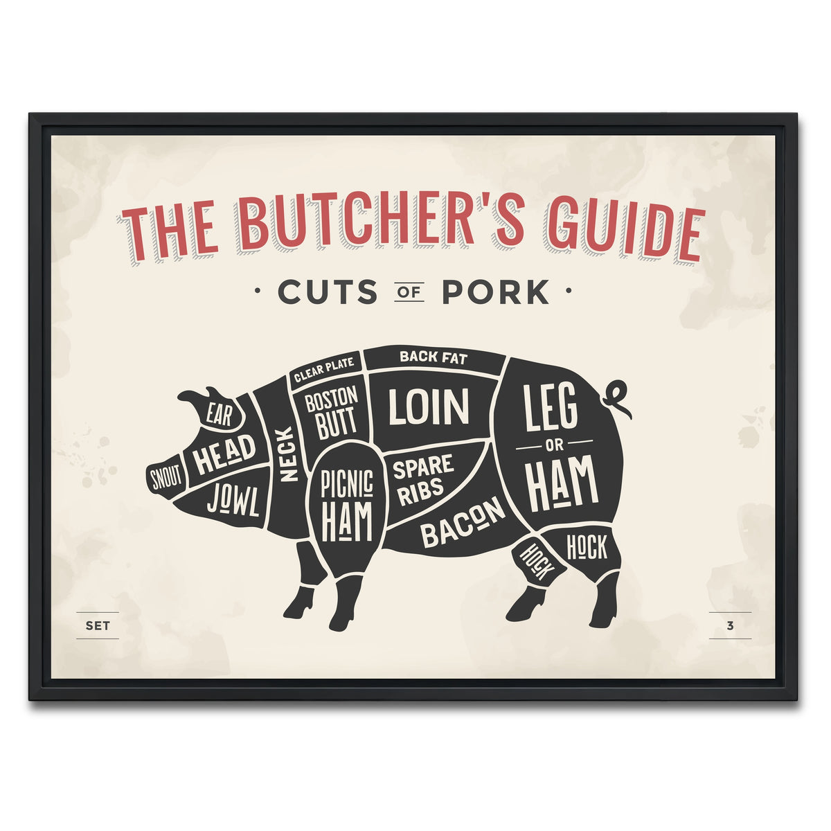 AUTO-MOCKUP WHITE | Cuts of Pork | 1 Piece | Black Framed Canvas | group=4x3