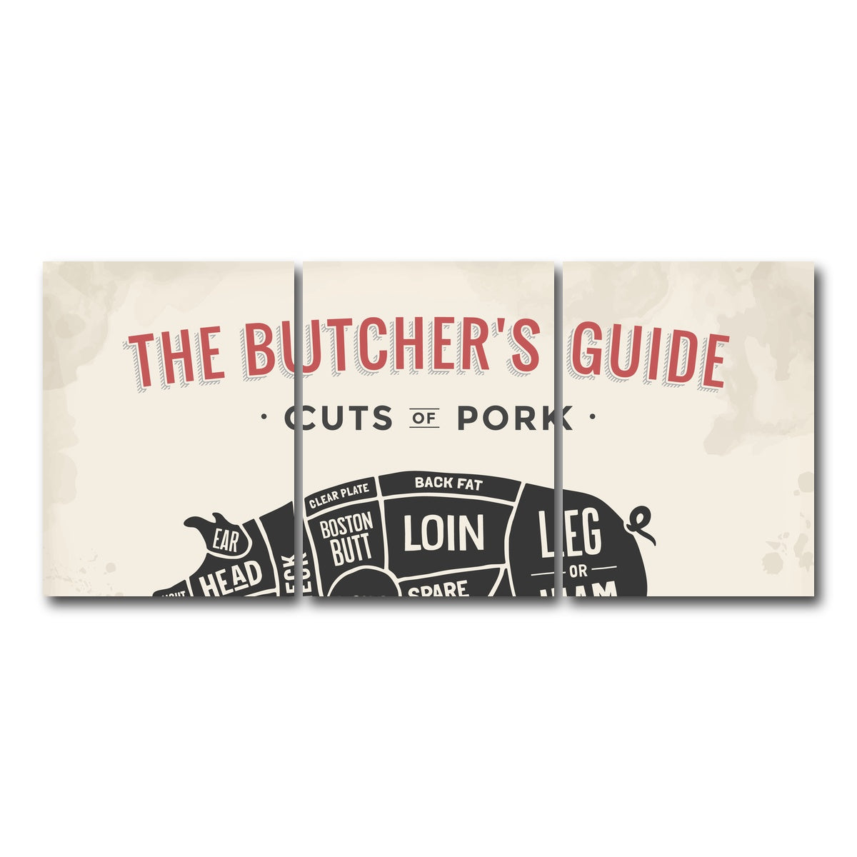 AUTO-MOCKUP WHITE | Cuts of Pork | 3 Piece | Gallery Wrap Canvas | group=18x24