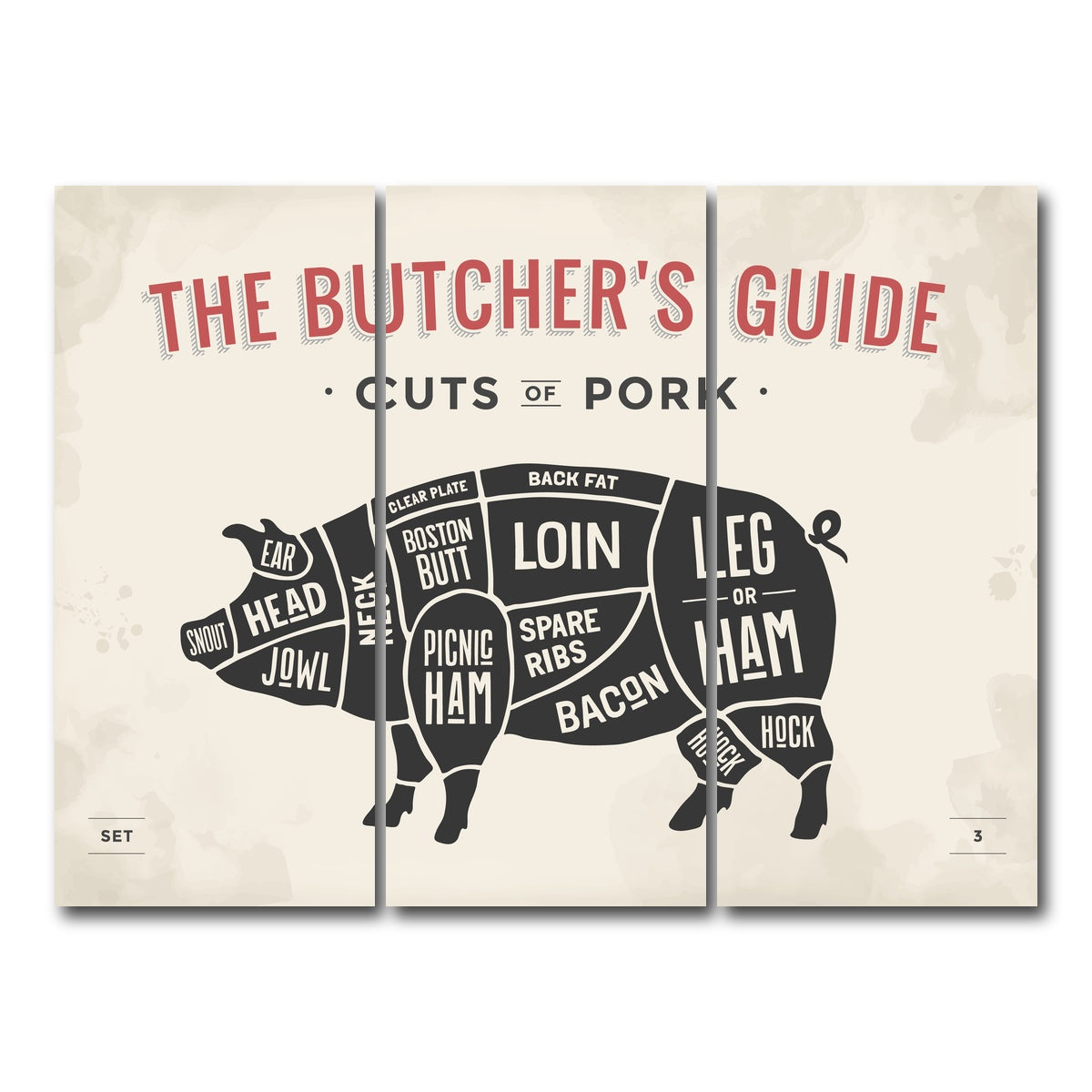 AUTO-MOCKUP WHITE | Cuts of Pork | 3 Piece | Gallery Wrap Canvas | group=8x18