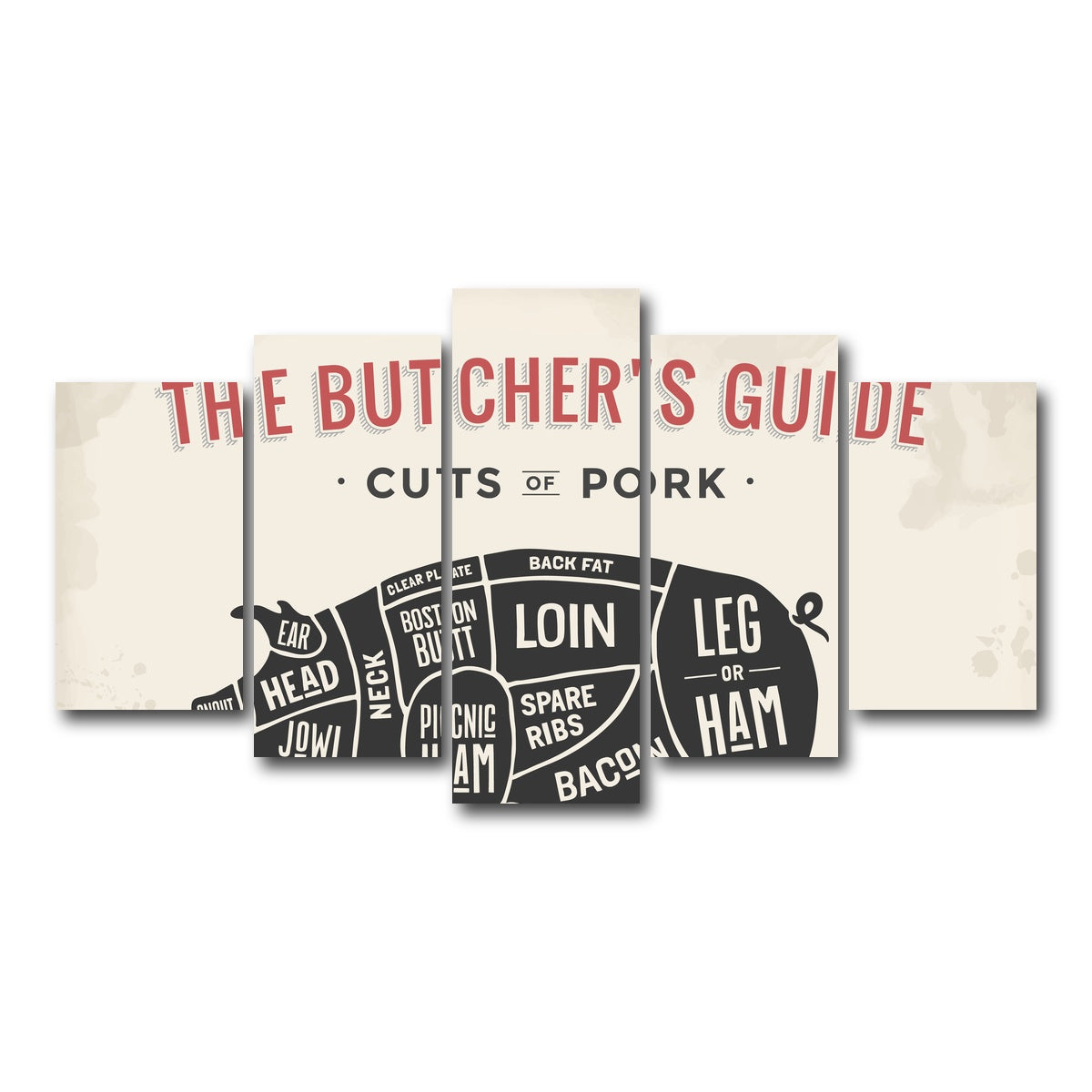 AUTO-MOCKUP WHITE | Cuts of Pork | 5 Piece | Gallery Wrap Canvas | group=5_normal