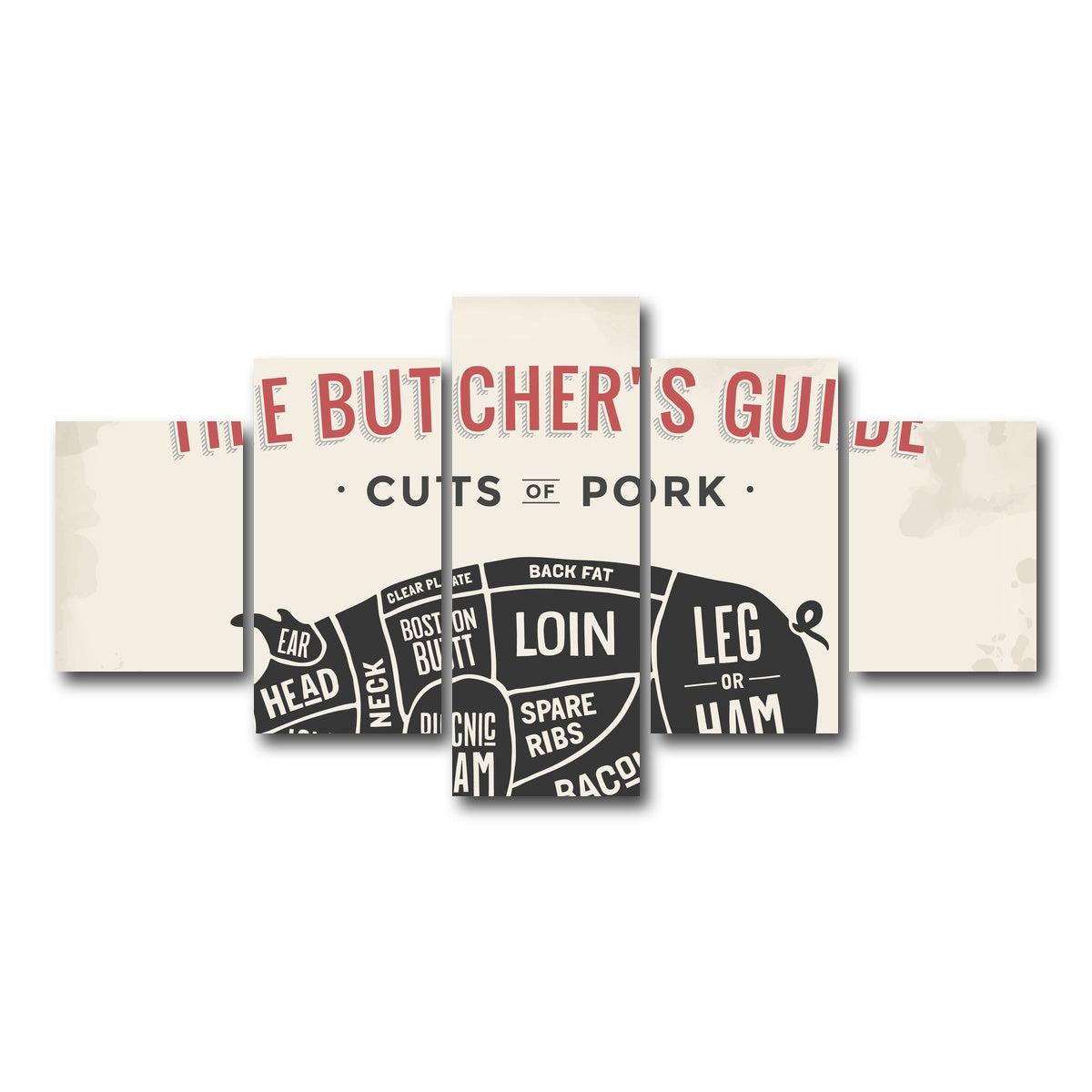 AUTO-MOCKUP WHITE | Cuts of Pork | 5 Piece | Gallery Wrap Canvas | group=5_short