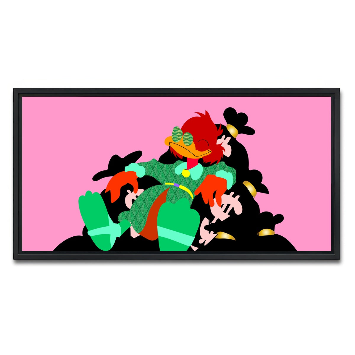 AUTO-MOCKUP WHITE | DONALD MONEY PILE | 1 Piece | Black Framed Canvas | group=2x1