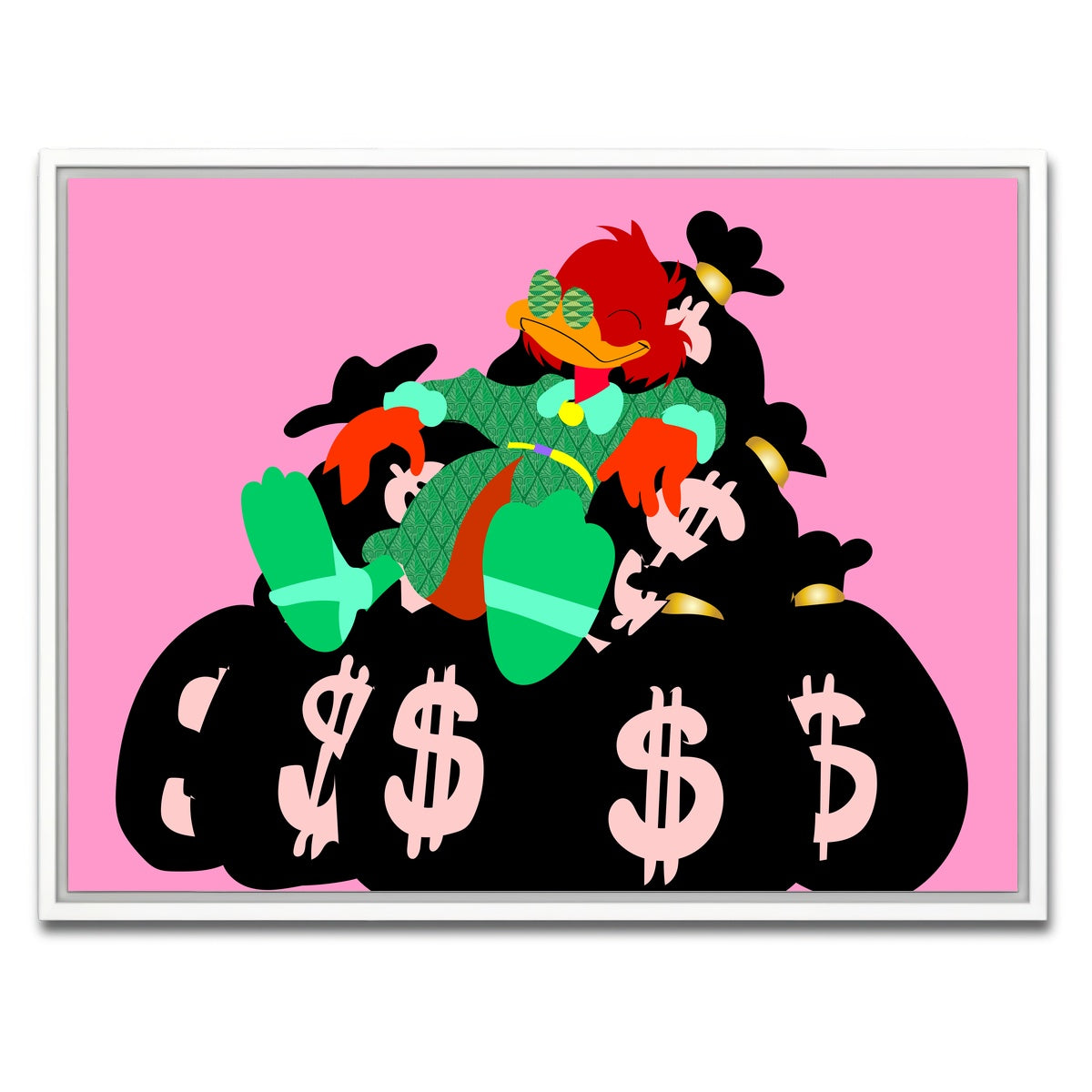 AUTO-MOCKUP WHITE | DONALD MONEY PILE | 1 Piece | White Framed Canvas | group=4x3