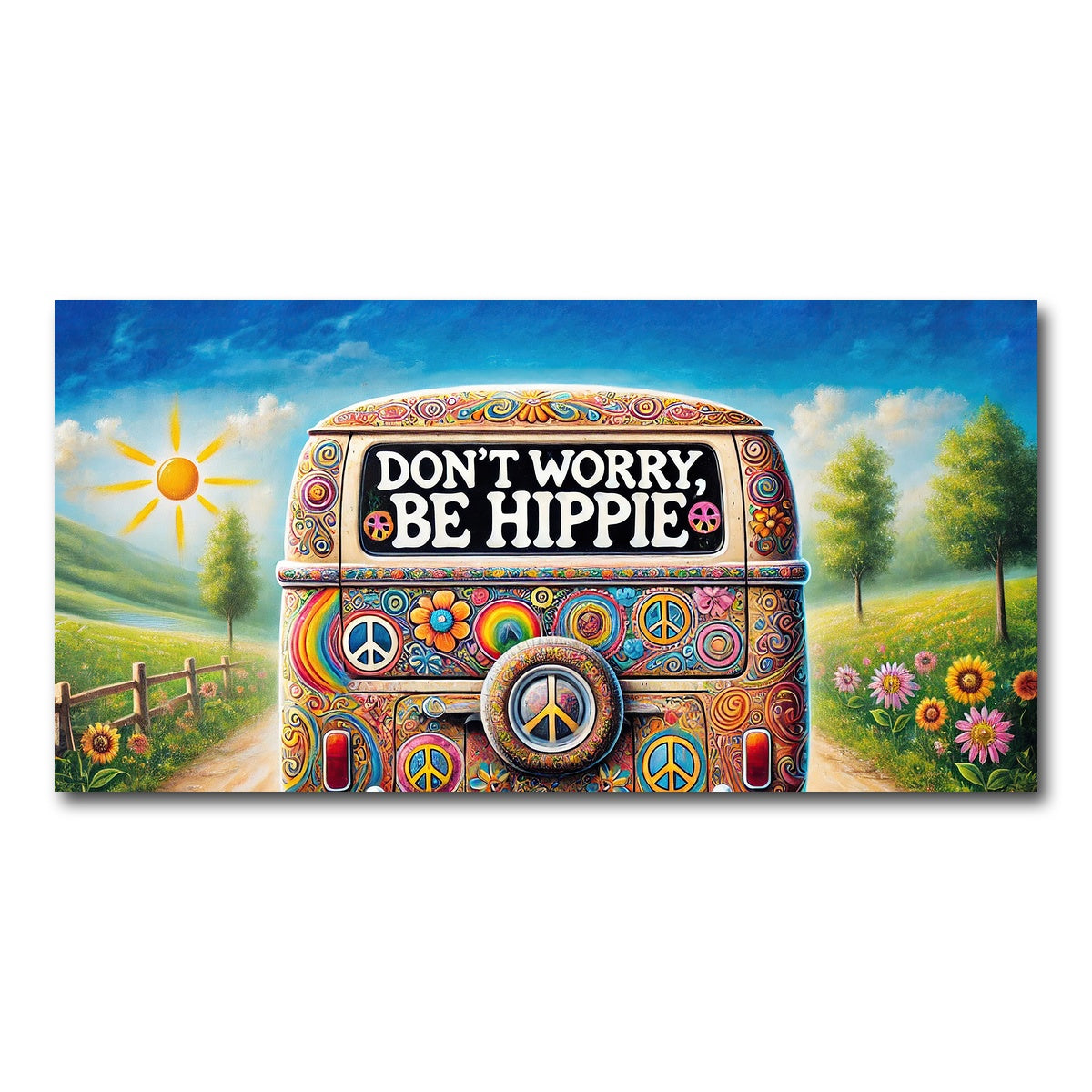 AUTO-MOCKUP WHITE | DON'T WORRY, BE HIPPIE Hippie Van | 1 Piece | Gallery Wrap Canvas | group=2x1