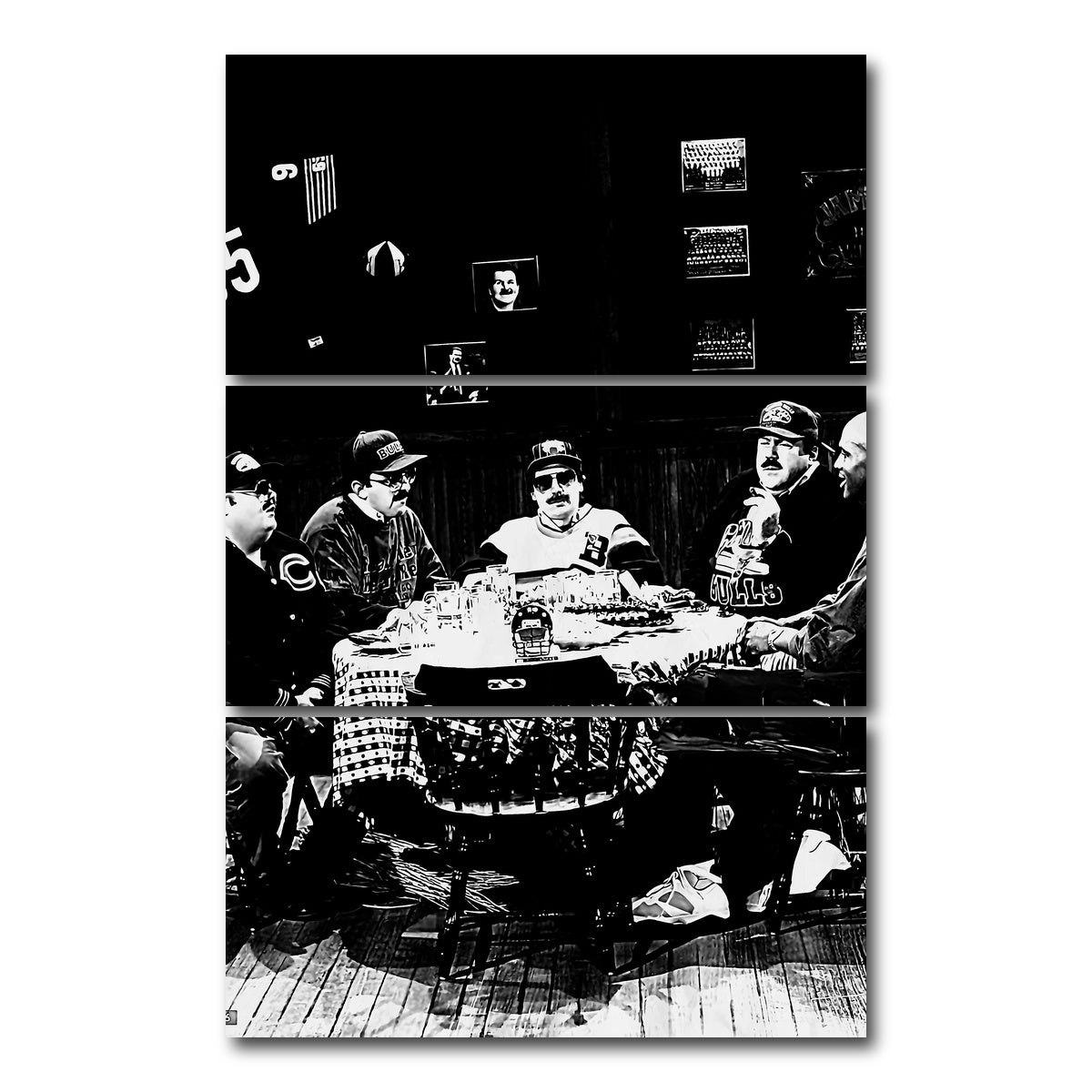 AUTO-MOCKUP WHITE | Da Bears Grayscale | 3 Piece | Gallery Wrap Canvas | group=12x24_stacked