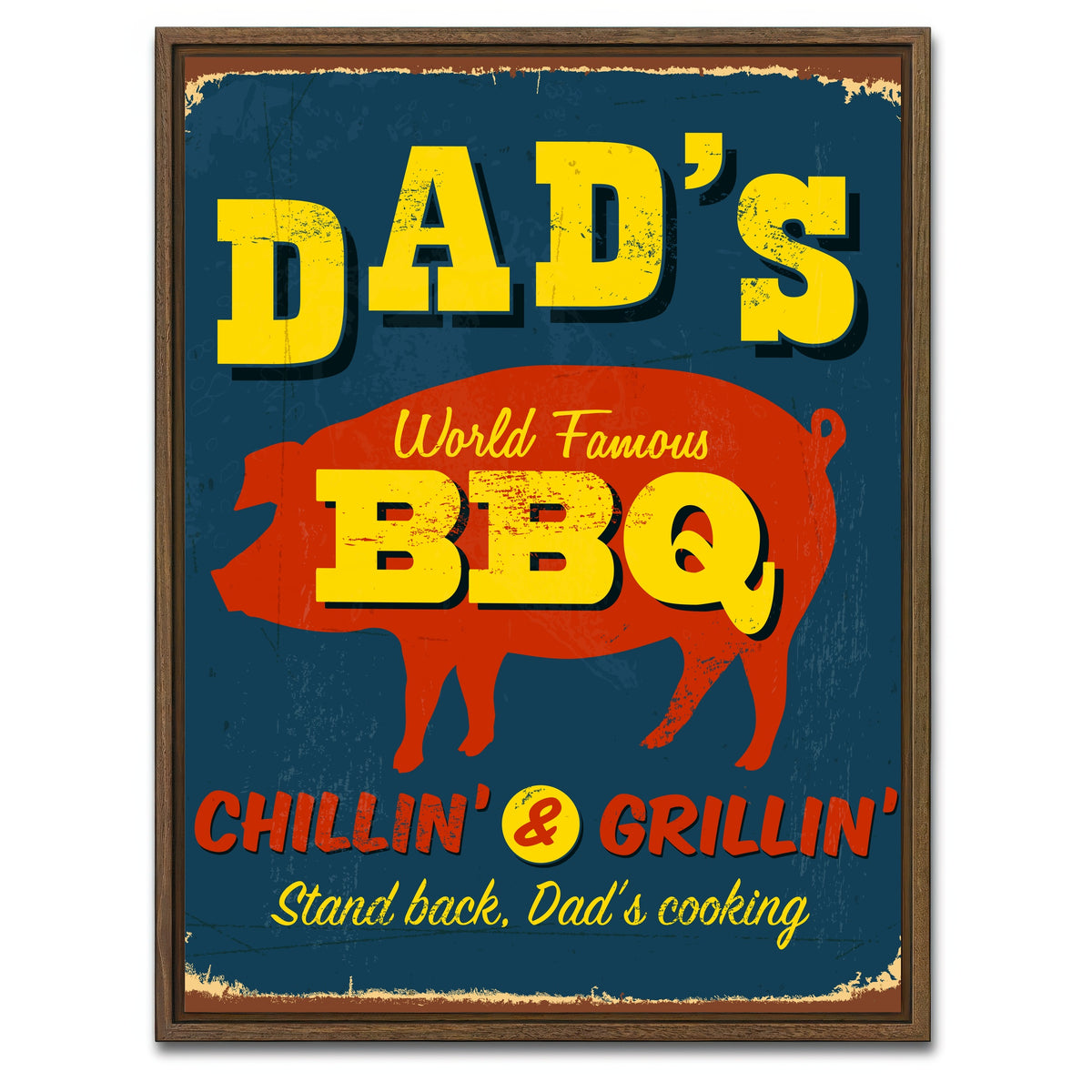 AUTO-MOCKUP WHITE | Dad's BBQ | 1 Piece | Walnut Framed Canvas | group=3x4