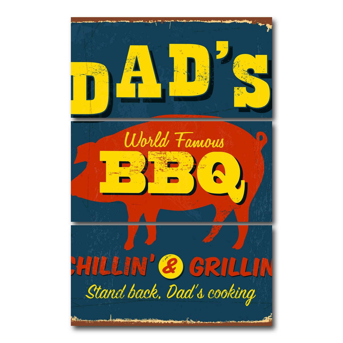 AUTO-MOCKUP WHITE | Dad's BBQ | 3 Piece | Gallery Wrap Canvas | group=12x24_stacked
