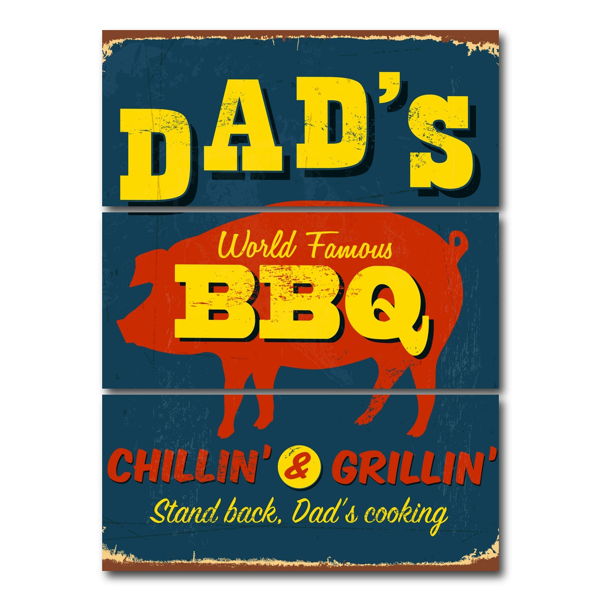 AUTO-MOCKUP WHITE | Dad's BBQ | 3 Piece | Gallery Wrap Canvas | group=8x18_stacked