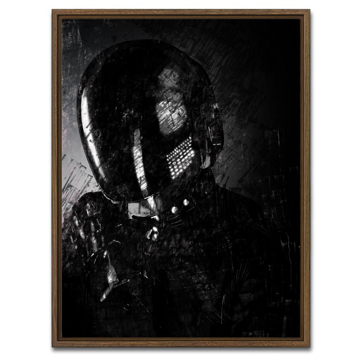 AUTO-MOCKUP WHITE | Daft Punk Guy | 1 Piece | Walnut Framed Canvas | group=3x4