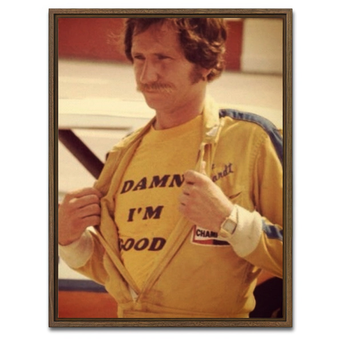 AUTO-MOCKUP WHITE | Dale Earnhardt - I'm Good | 1 Piece | Walnut Framed Canvas | group=3x4