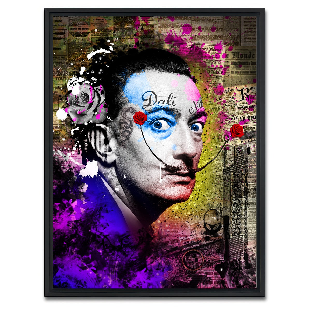 AUTO-MOCKUP WHITE | Dali With Tattoo | 1 Piece | Black Framed Canvas | group=3x4