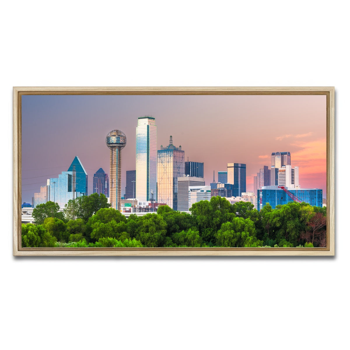 AUTO-MOCKUP WHITE | Dallas Skyline | 1 Piece | Natural Framed Canvas | group=2x1