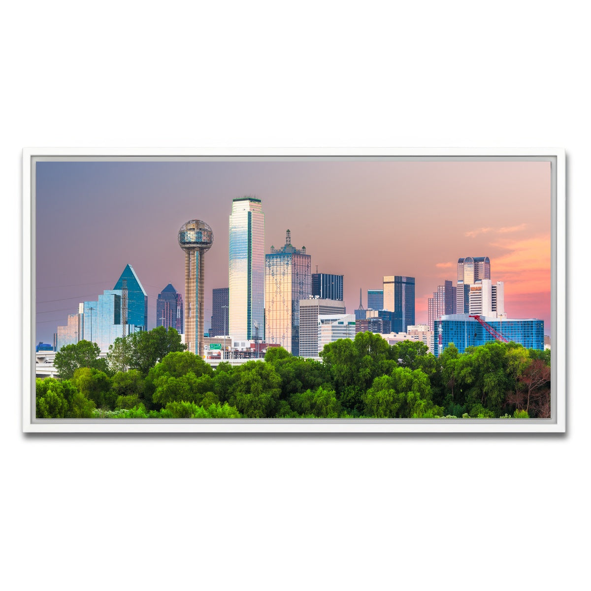 AUTO-MOCKUP WHITE | Dallas Skyline | 1 Piece | White Framed Canvas | group=2x1