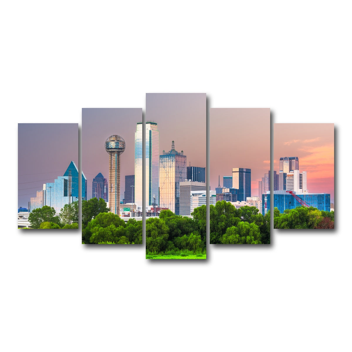 AUTO-MOCKUP WHITE | Dallas Skyline | 5 Piece | Gallery Wrap Canvas | group=5_normal