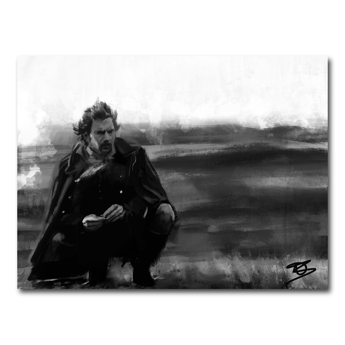 AUTO-MOCKUP WHITE | Dances with Wolves Grayscale | 1 Piece | Gallery Wrap Canvas | group=4x3