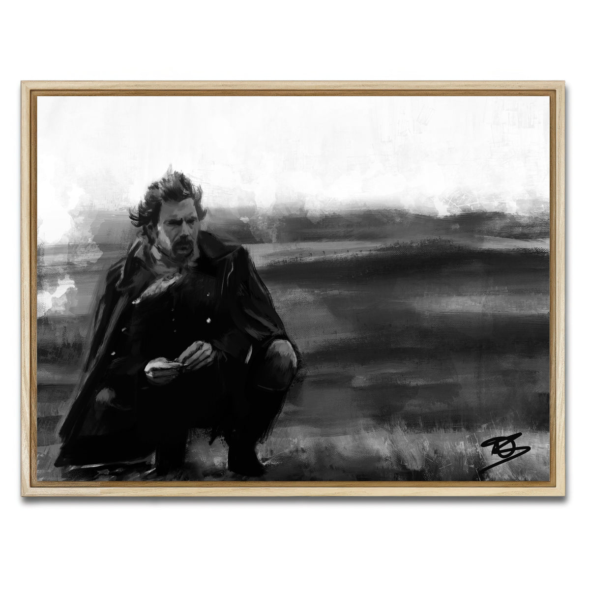AUTO-MOCKUP WHITE | Dances with Wolves Grayscale | 1 Piece | Natural Framed Canvas | group=4x3