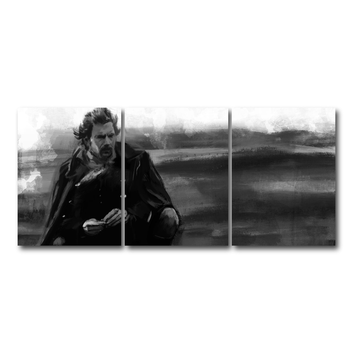AUTO-MOCKUP WHITE | Dances with Wolves Grayscale | 3 Piece | Gallery Wrap Canvas | group=18x24
