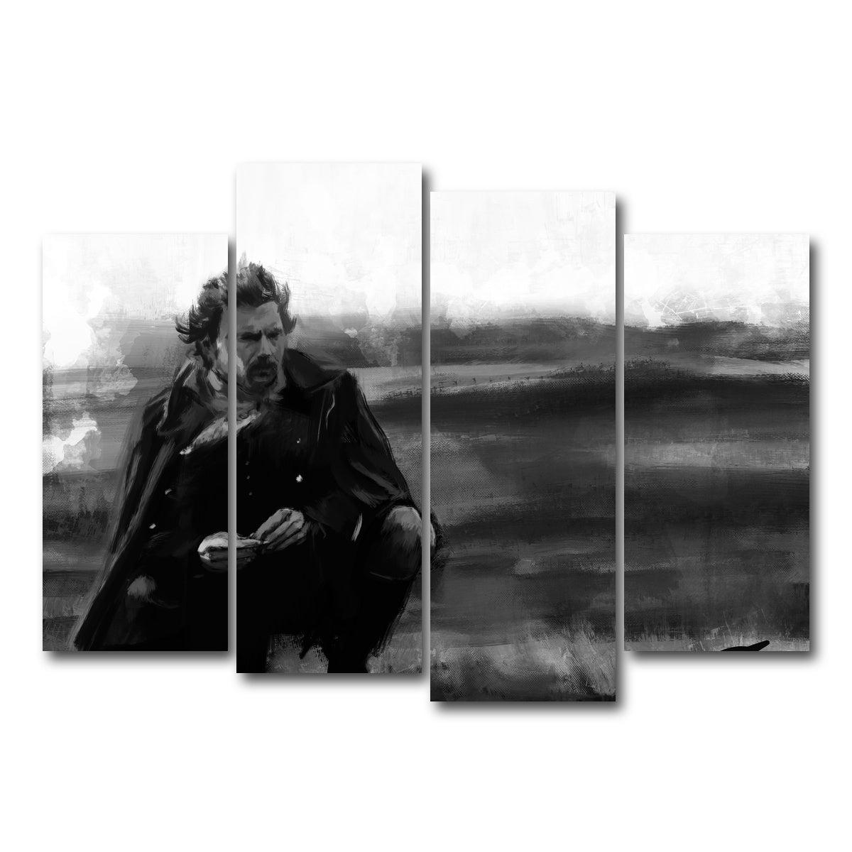 AUTO-MOCKUP WHITE | Dances with Wolves Grayscale | 4 Piece | Gallery Wrap Canvas | group=4_normal