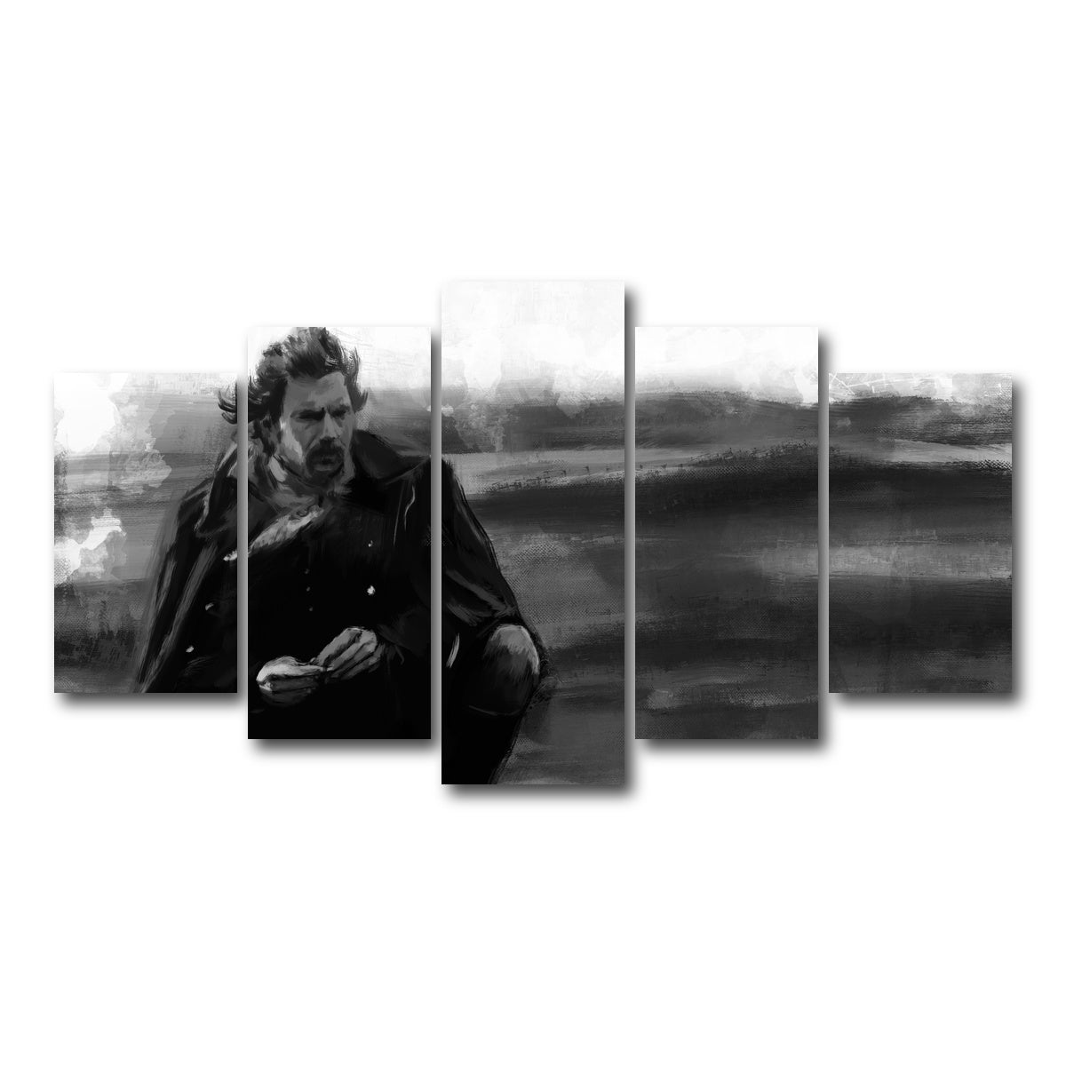AUTO-MOCKUP WHITE | Dances with Wolves Grayscale | 5 Piece | Gallery Wrap Canvas | group=5_normal
