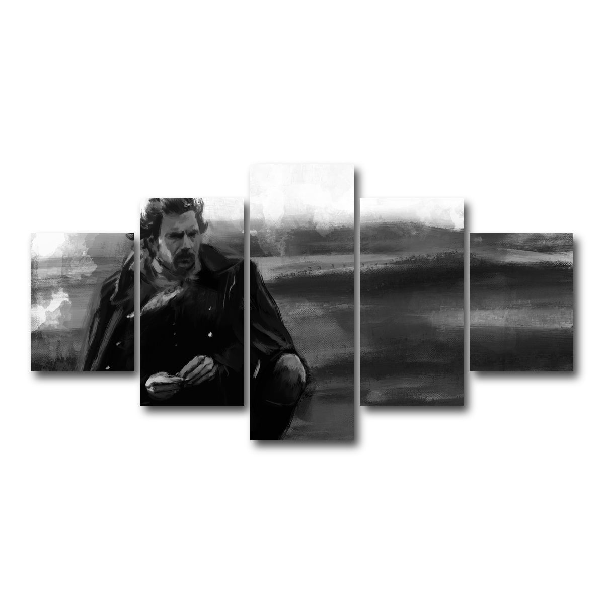 AUTO-MOCKUP WHITE | Dances with Wolves Grayscale | 5 Piece | Gallery Wrap Canvas | group=5_short