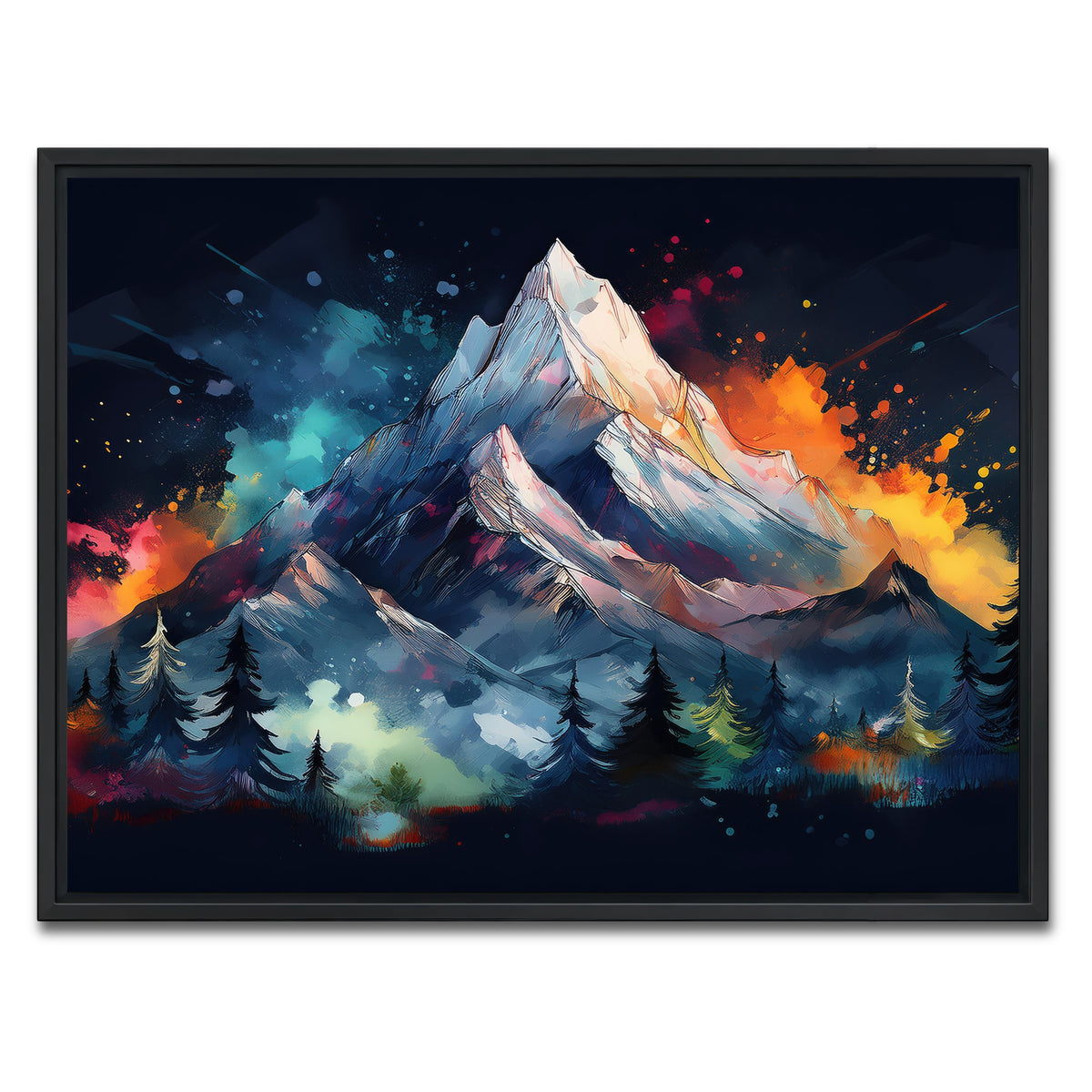 AUTO-MOCKUP WHITE | Dark Colored Mountain | 1 Piece | Black Framed Canvas | group=4x3