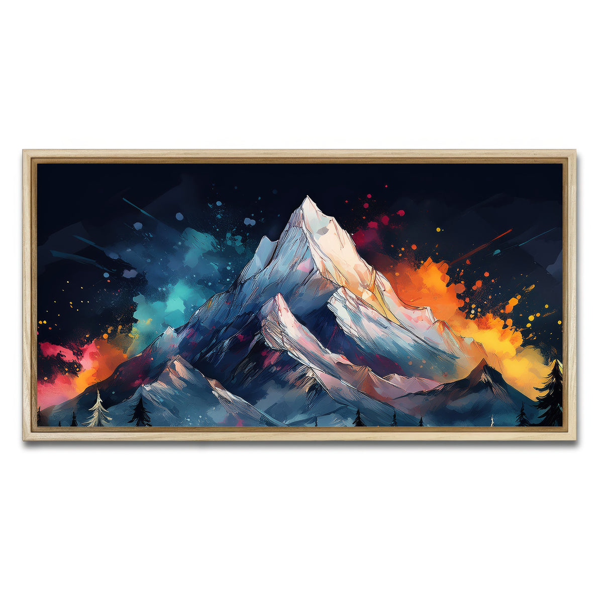 AUTO-MOCKUP WHITE | Dark Colored Mountain | 1 Piece | Natural Framed Canvas | group=2x1