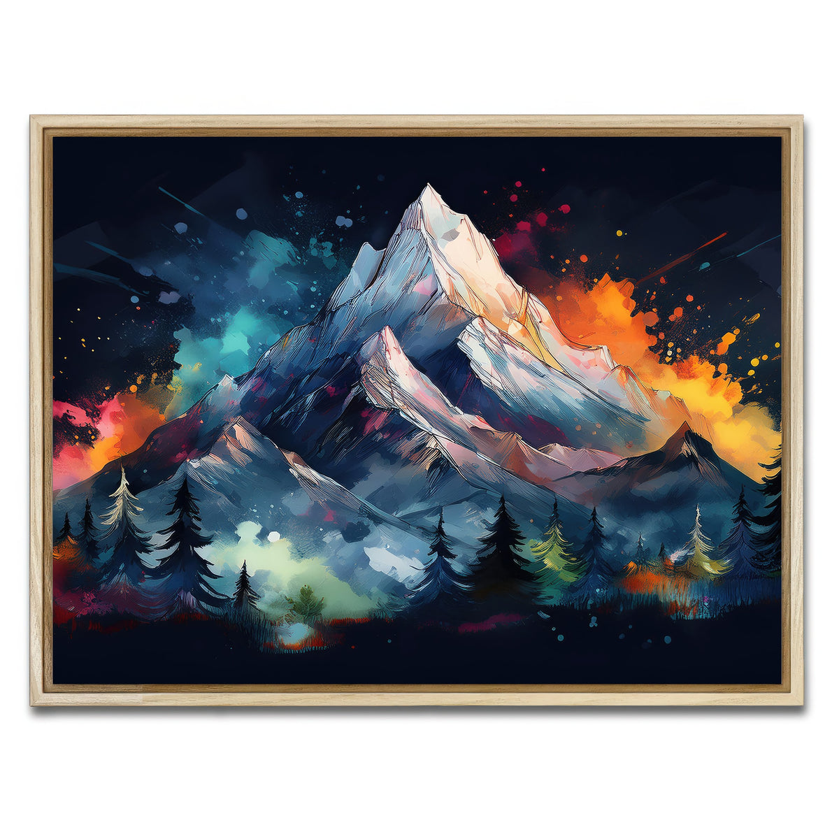 AUTO-MOCKUP WHITE | Dark Colored Mountain | 1 Piece | Natural Framed Canvas | group=4x3