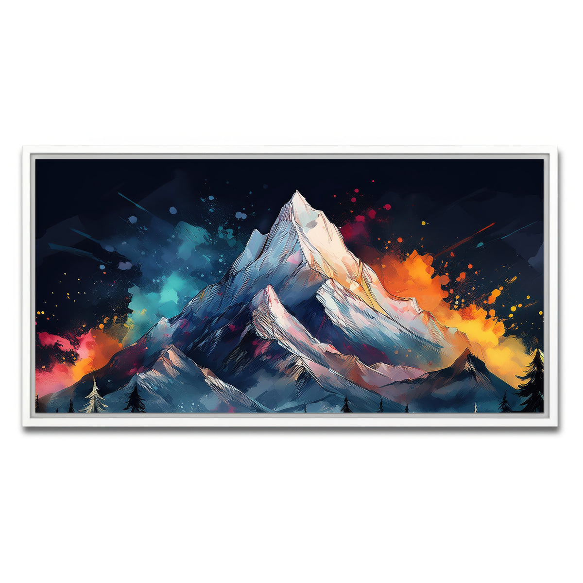 AUTO-MOCKUP WHITE | Dark Colored Mountain | 1 Piece | White Framed Canvas | group=2x1