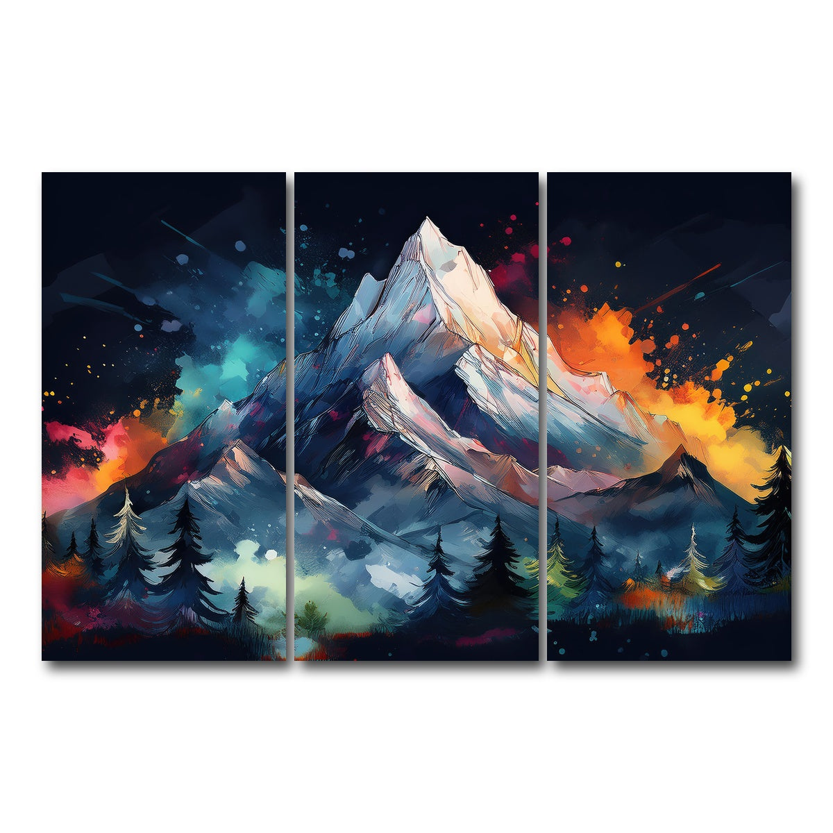AUTO-MOCKUP WHITE | Dark Colored Mountain | 3 Piece | Gallery Wrap Canvas | group=12x24